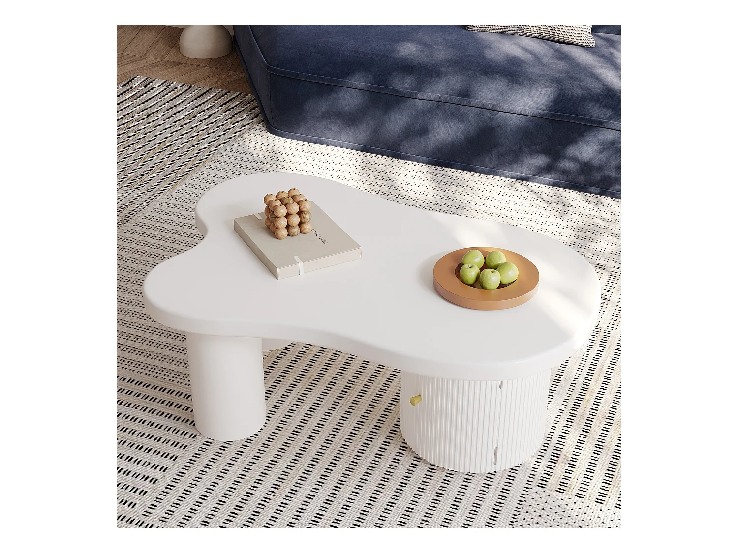 Table basse asymétrique avec espace de rangement – Élégante et robuste, idéale pour salon et bureau