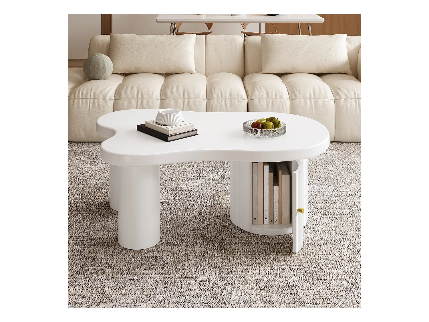 Table basse asymétrique avec espace de rangement – Élégante et robuste, idéale pour salon et bureau