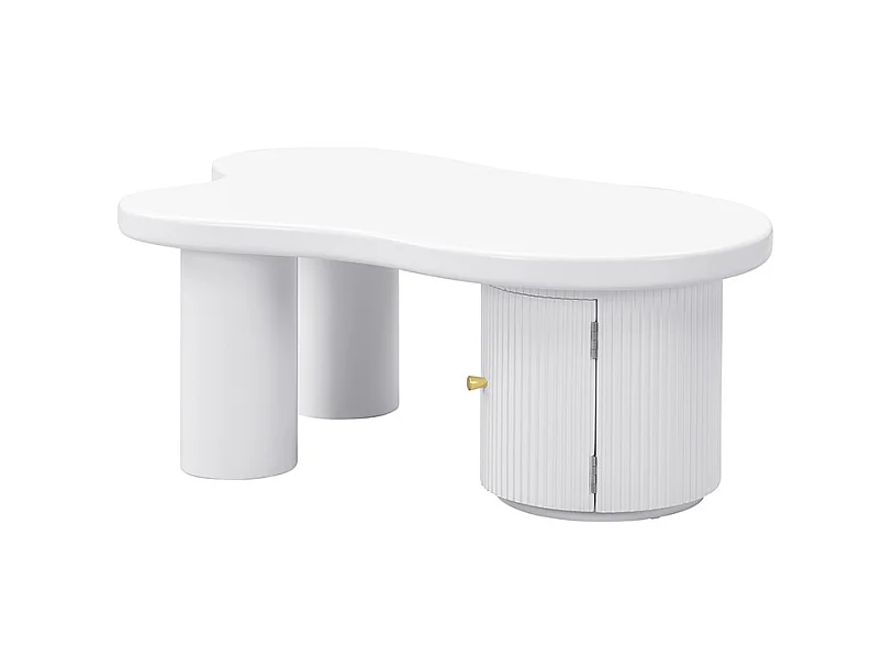 Table basse asymétrique avec espace de rangement – Élégante et robuste, idéale pour salon et bureau