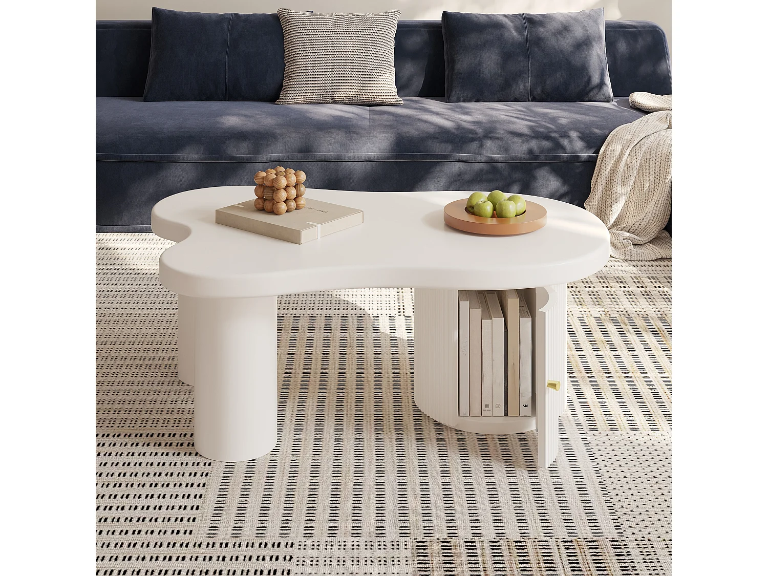 Table basse asymétrique avec espace de rangement – Élégante et robuste, idéale pour salon et bureau