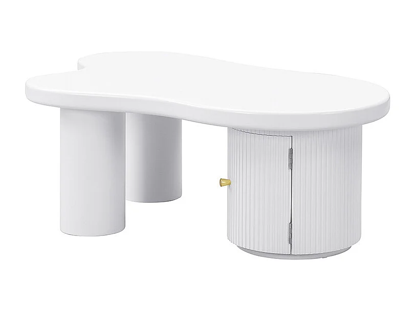 Table basse asymétrique avec espace de rangement – Élégante et robuste, idéale pour salon et bureau