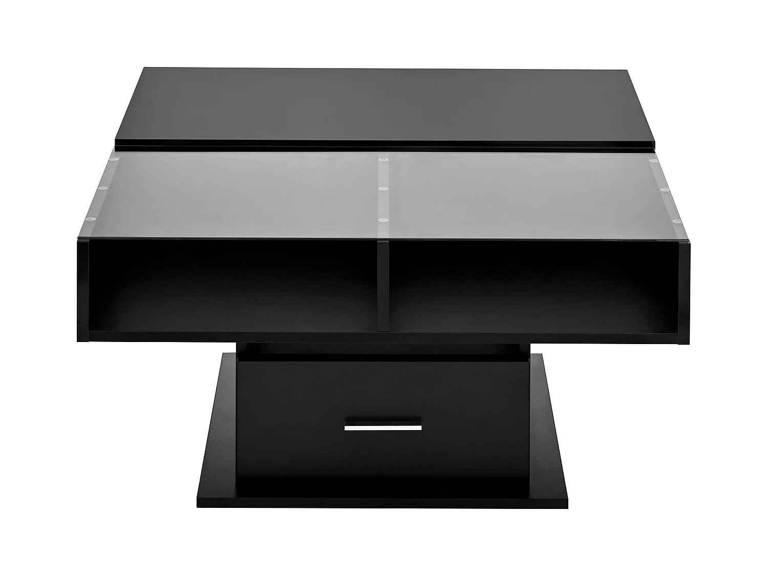 Table basse relevable brillante avec LED, hauteur réglable et rangement flexible – design moderne pour salon et bureau