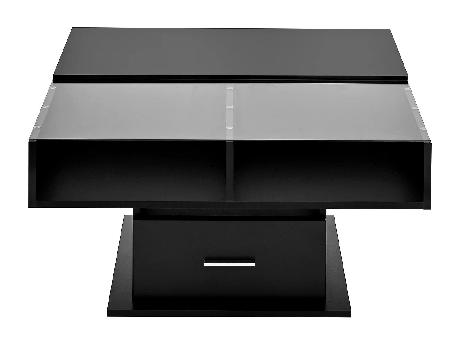 Table basse relevable brillante avec LED, hauteur réglable et rangement flexible – design moderne pour salon et bureau