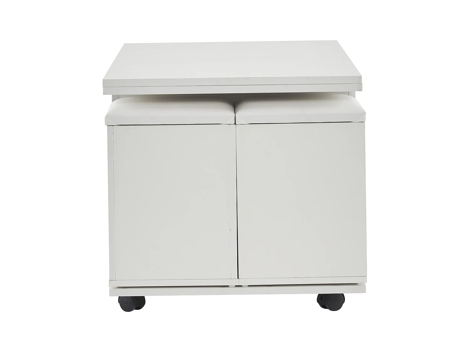 Table basse multifonction réglable en hauteur, plateau déployable en 2 tables, blanc, grande capacité, idéale pour salon, bureau ou repas.