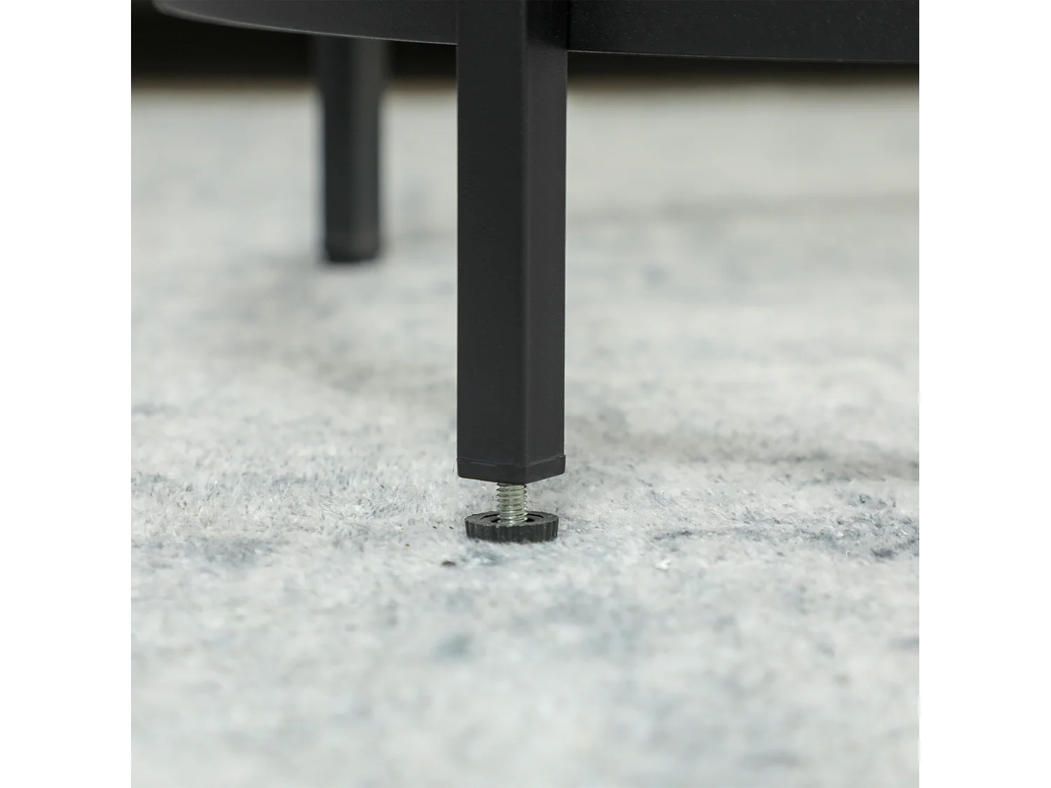 Table d'appoint ronde – Table basse avec plateau en verre et cadre métallique, table de chevet pour salon et chambre, Noir