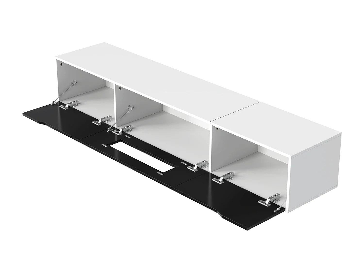 Meuble TV, Meuble TV Brillant, Assorti Noir et Blanc, avec Éclairage LED Multicolore