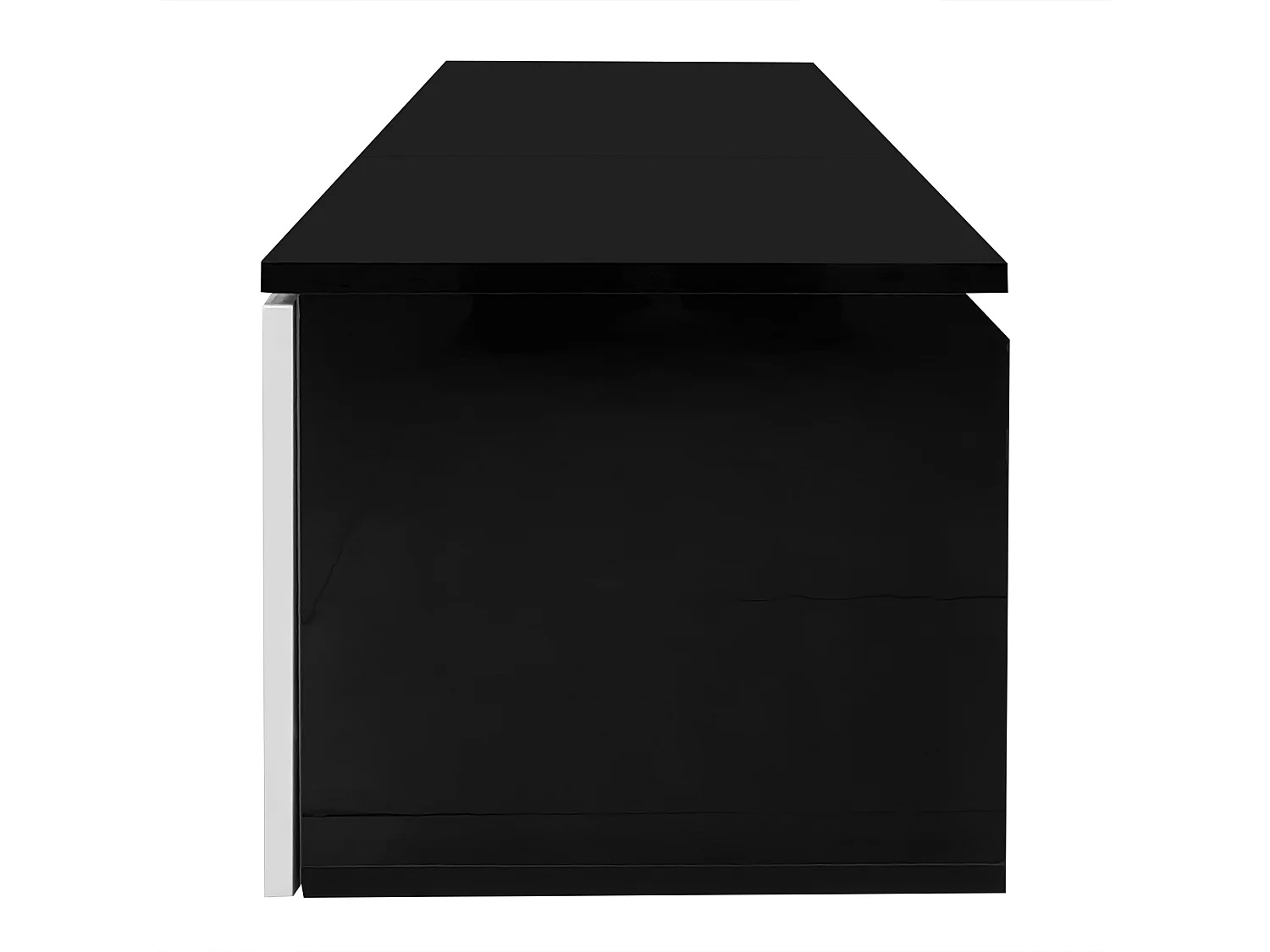 Meuble TV noir et blanc, 180 cm, surface laquée, avec éclairage LED 16 couleurs, montable au mur