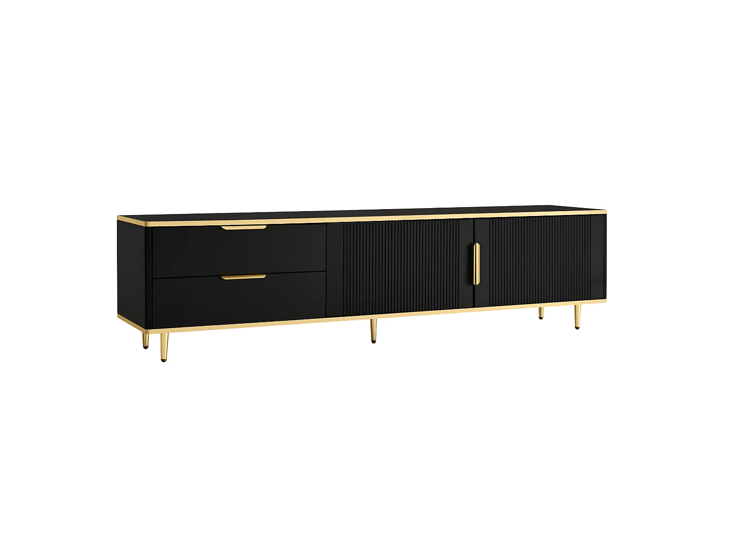 Tv-meubel 175x40x45 cm van spaanplaat, zwart met goud, met lades en opbergruimte