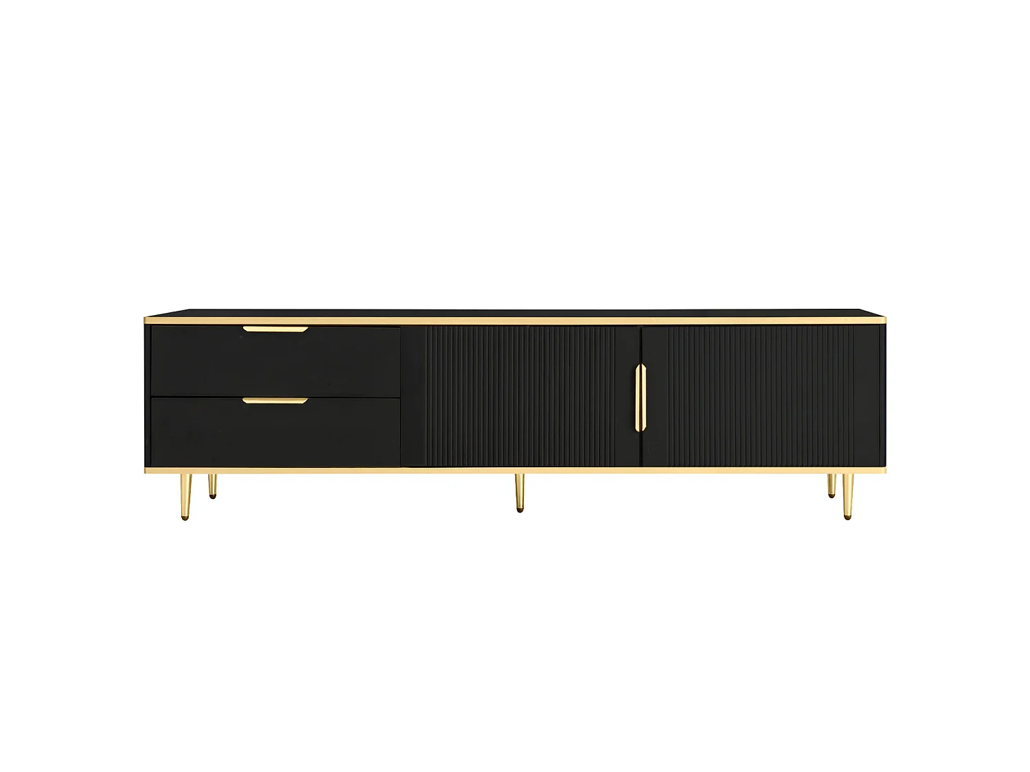 Tv-meubel 175x40x45 cm van spaanplaat, zwart met goud, met lades en opbergruimte