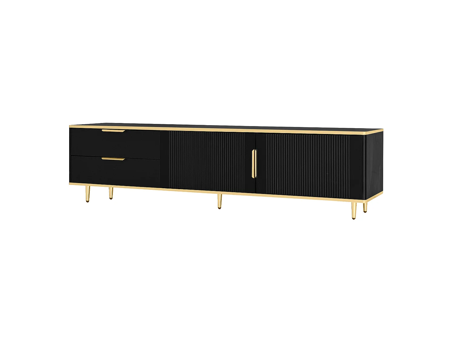 Tv-meubel 175x40x45 cm van spaanplaat, zwart met goud, met lades en opbergruimte