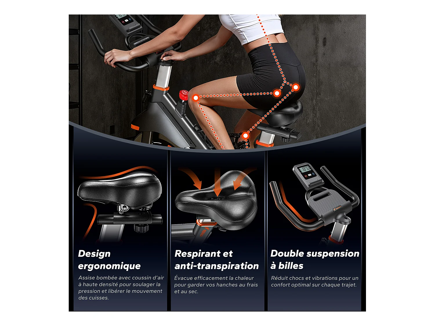 Leises Magnetischer Heimtrainer, Fitnessbike für Zuhause mit LCD, Tablet-Halter, 0–100 % Widerstand, kompatibel Kinomap/Zwift, verstellbar, bis 180 kg