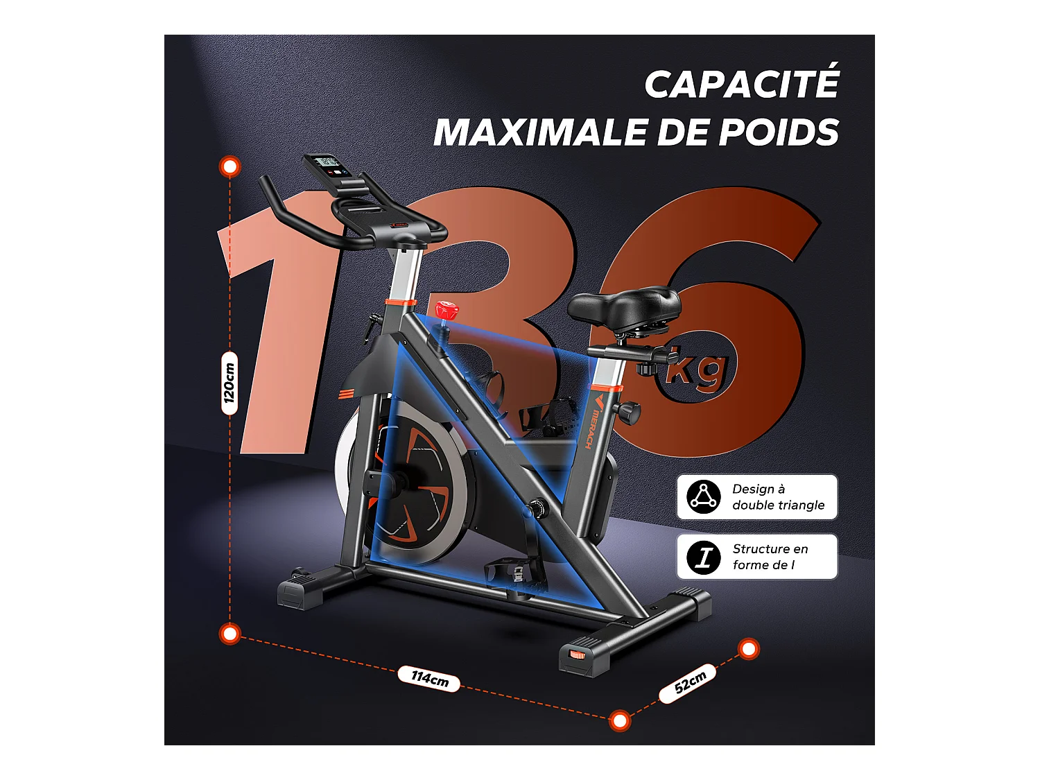 Leises Magnetischer Heimtrainer, Fitnessbike für Zuhause mit LCD, Tablet-Halter, 0–100 % Widerstand, kompatibel Kinomap/Zwift, verstellbar, bis 180 kg