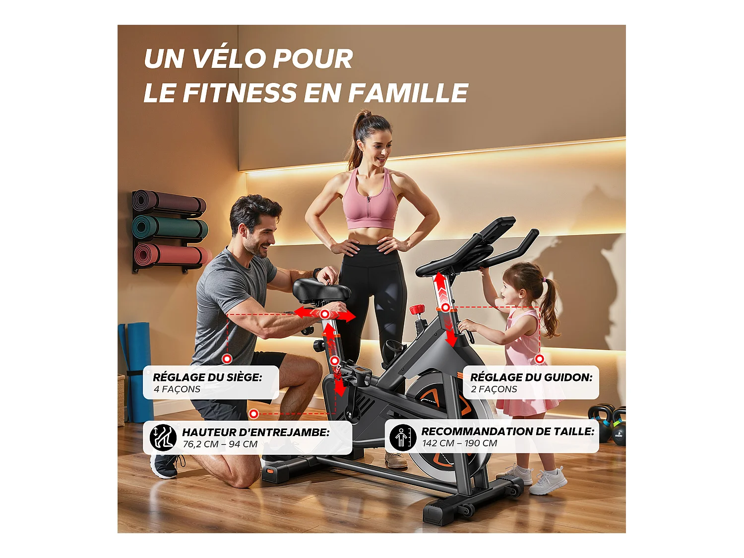 Leises Magnetischer Heimtrainer, Fitnessbike für Zuhause mit LCD, Tablet-Halter, 0–100 % Widerstand, kompatibel Kinomap/Zwift, verstellbar, bis 180 kg