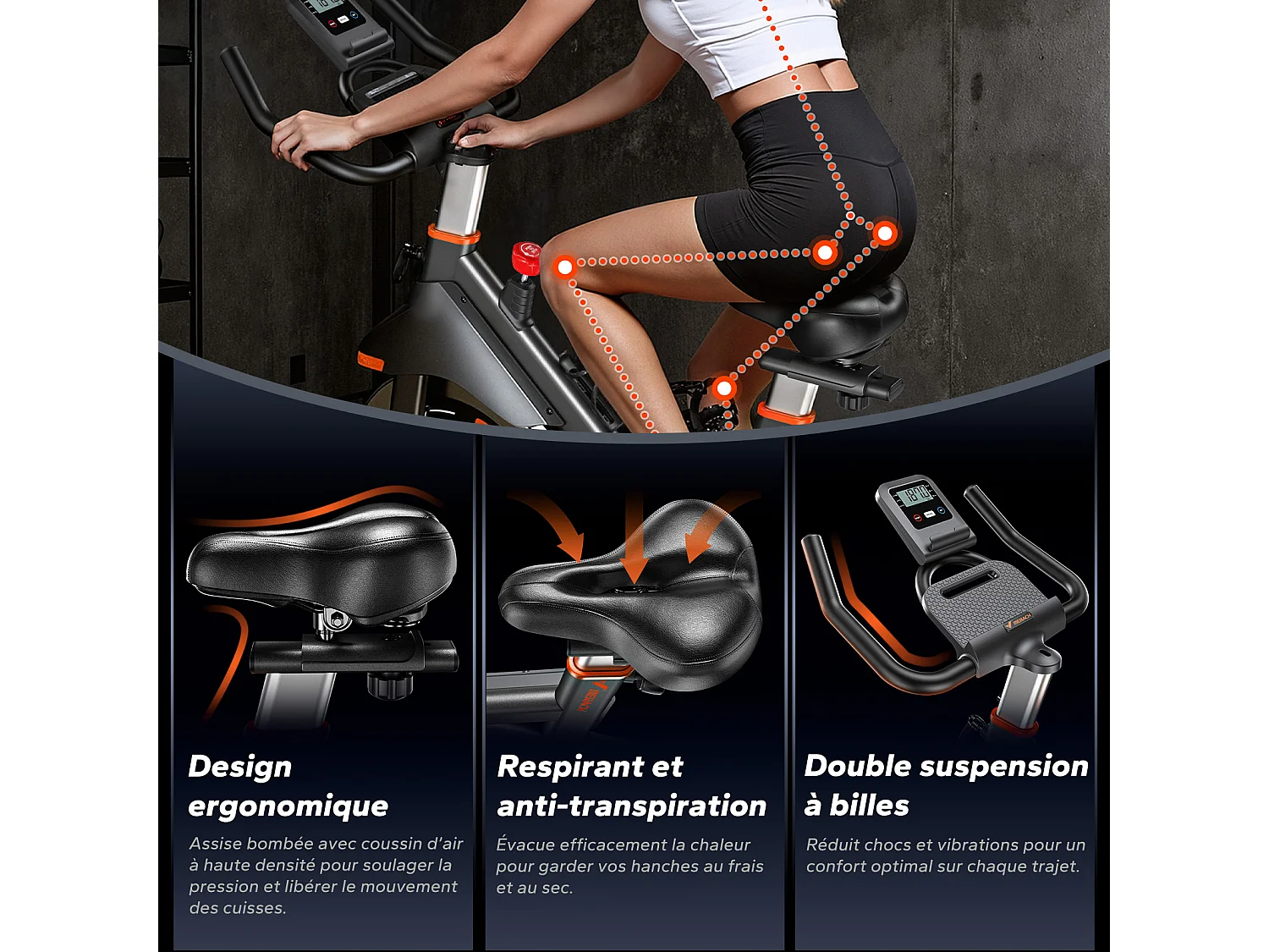 Leises Magnetischer Heimtrainer, Fitnessbike für Zuhause mit LCD, Tablet-Halter, 0–100 % Widerstand, kompatibel Kinomap/Zwift, verstellbar, bis 180 kg