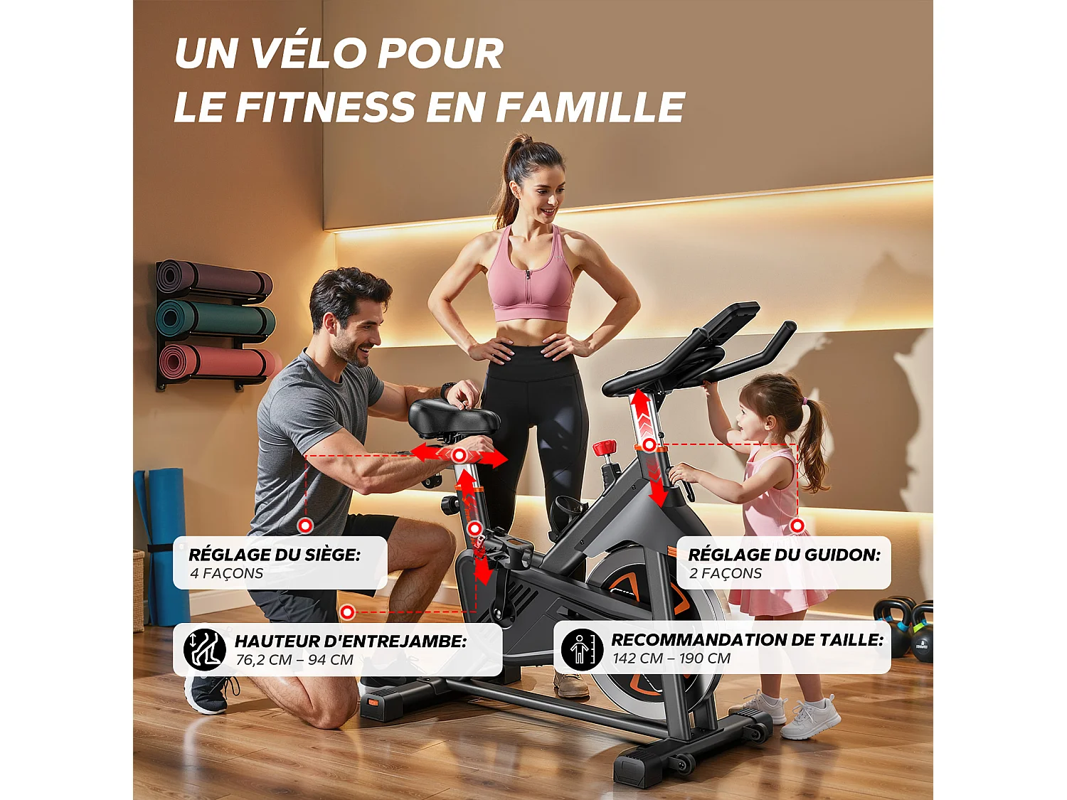 Leises Magnetischer Heimtrainer, Fitnessbike für Zuhause mit LCD, Tablet-Halter, 0–100 % Widerstand, kompatibel Kinomap/Zwift, verstellbar, bis 180 kg