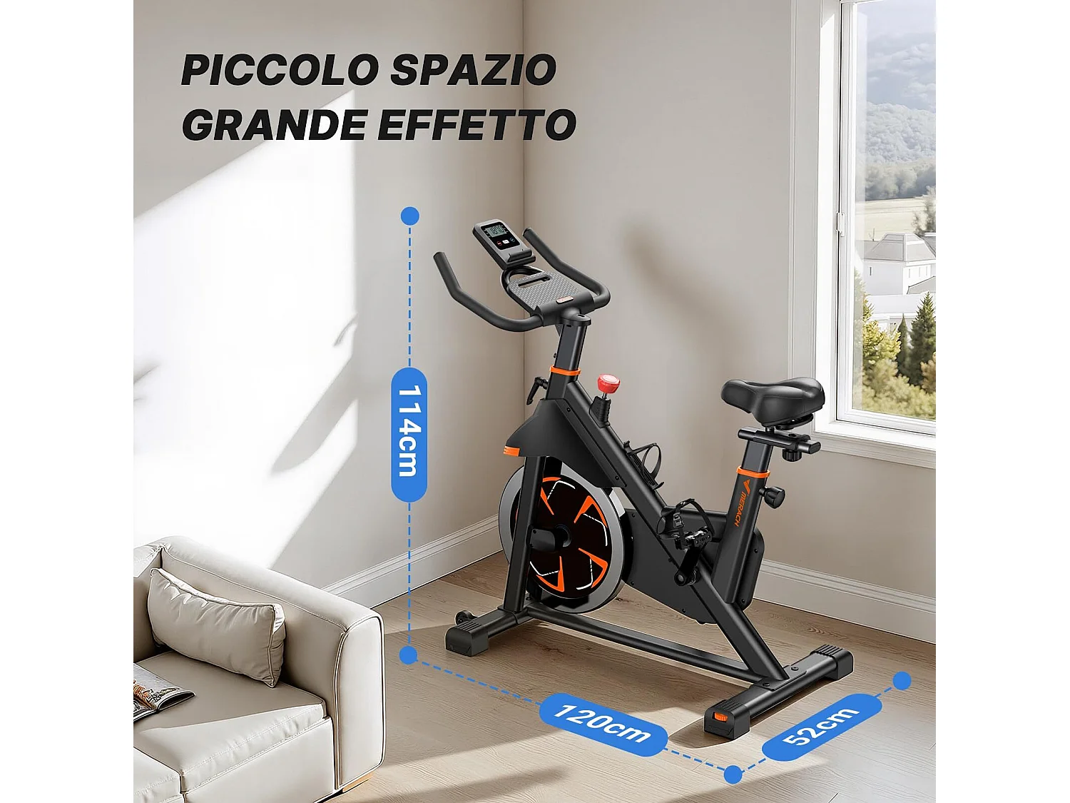Leises Magnetischer Heimtrainer, Fitnessbike für Zuhause mit LCD, Tablet-Halter, 0–100 % Widerstand, kompatibel Kinomap/Zwift, verstellbar, bis 180 kg
