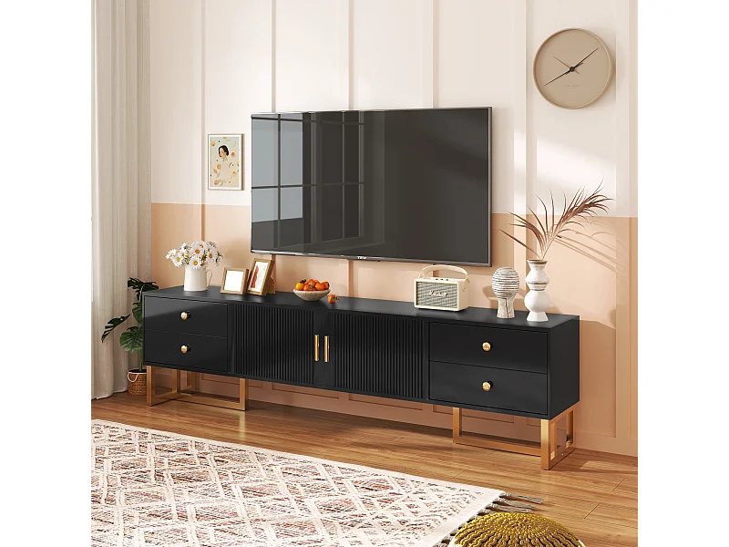 Pieds Réglables Pour Meuble TV - Hauteur 14,5 Cm - Doré - Acier Laminé - Capacité 300 Kg Chacun