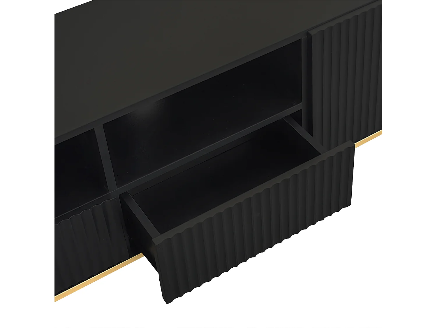 Meuble TV moderne, meuble TV avec pieds dorés et bord doré