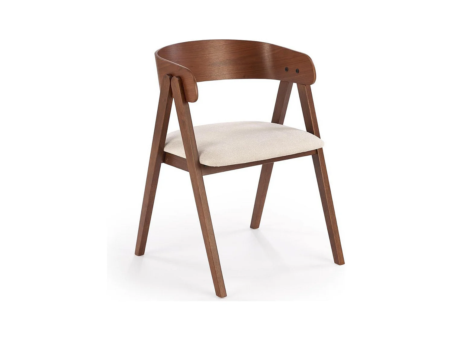 Chaise design en tissu beige avec piètement en bois massif Clavel