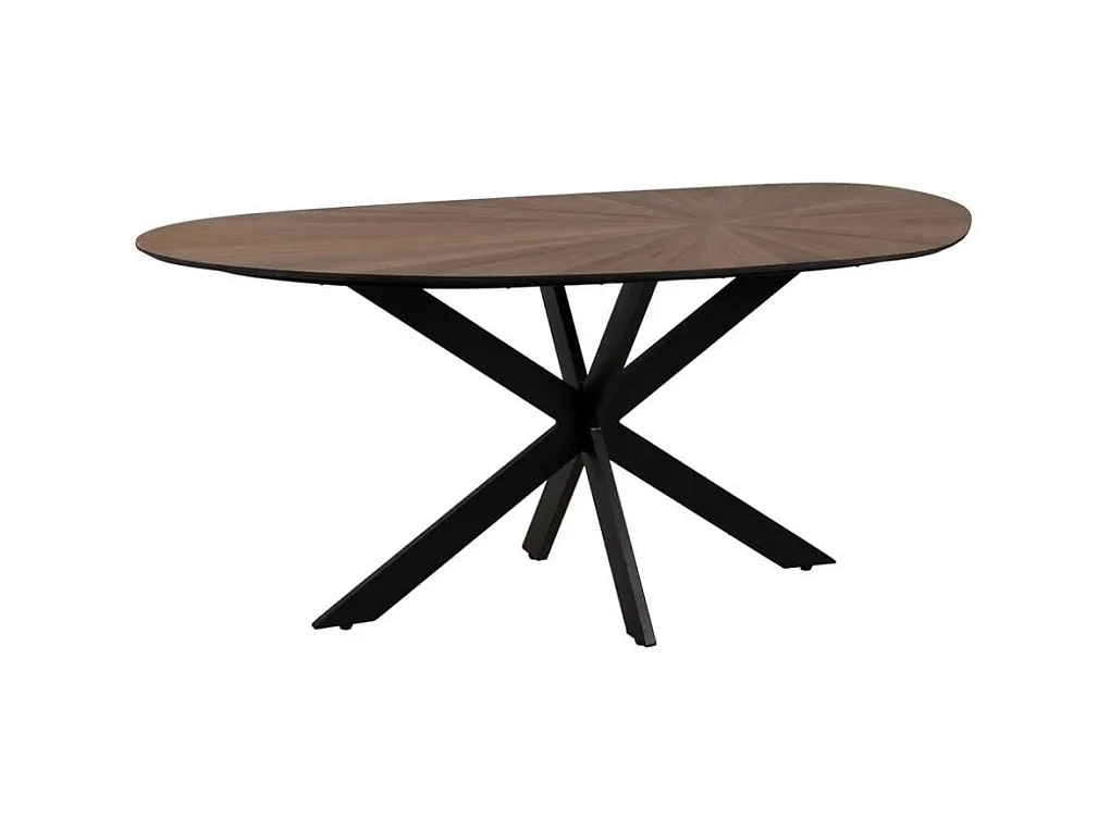 Table à manger 178 cm MDF naturel et métal noir ÉBULIE