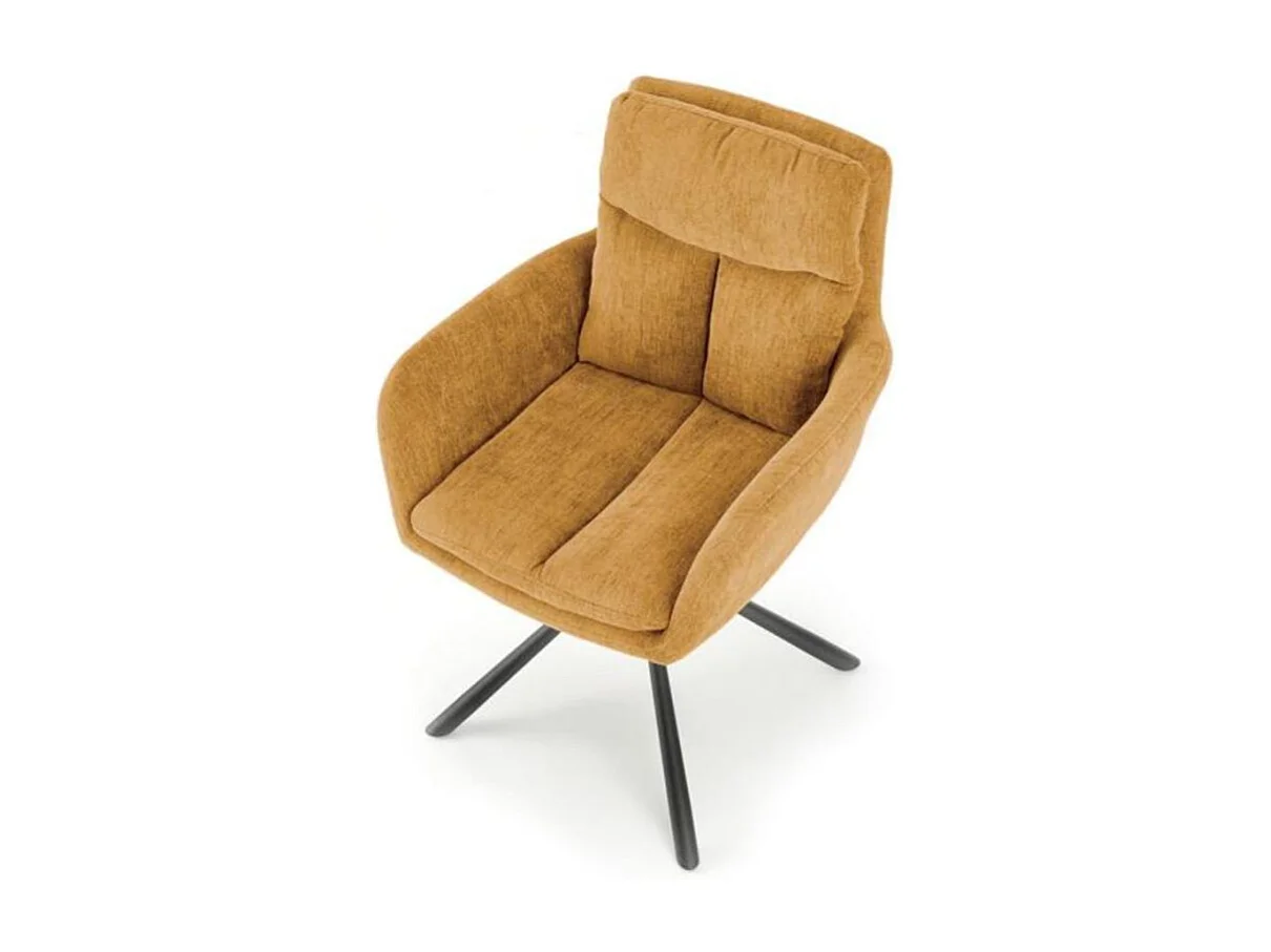 Sedia girevole dal design confortevole in tessuto giallo Edge