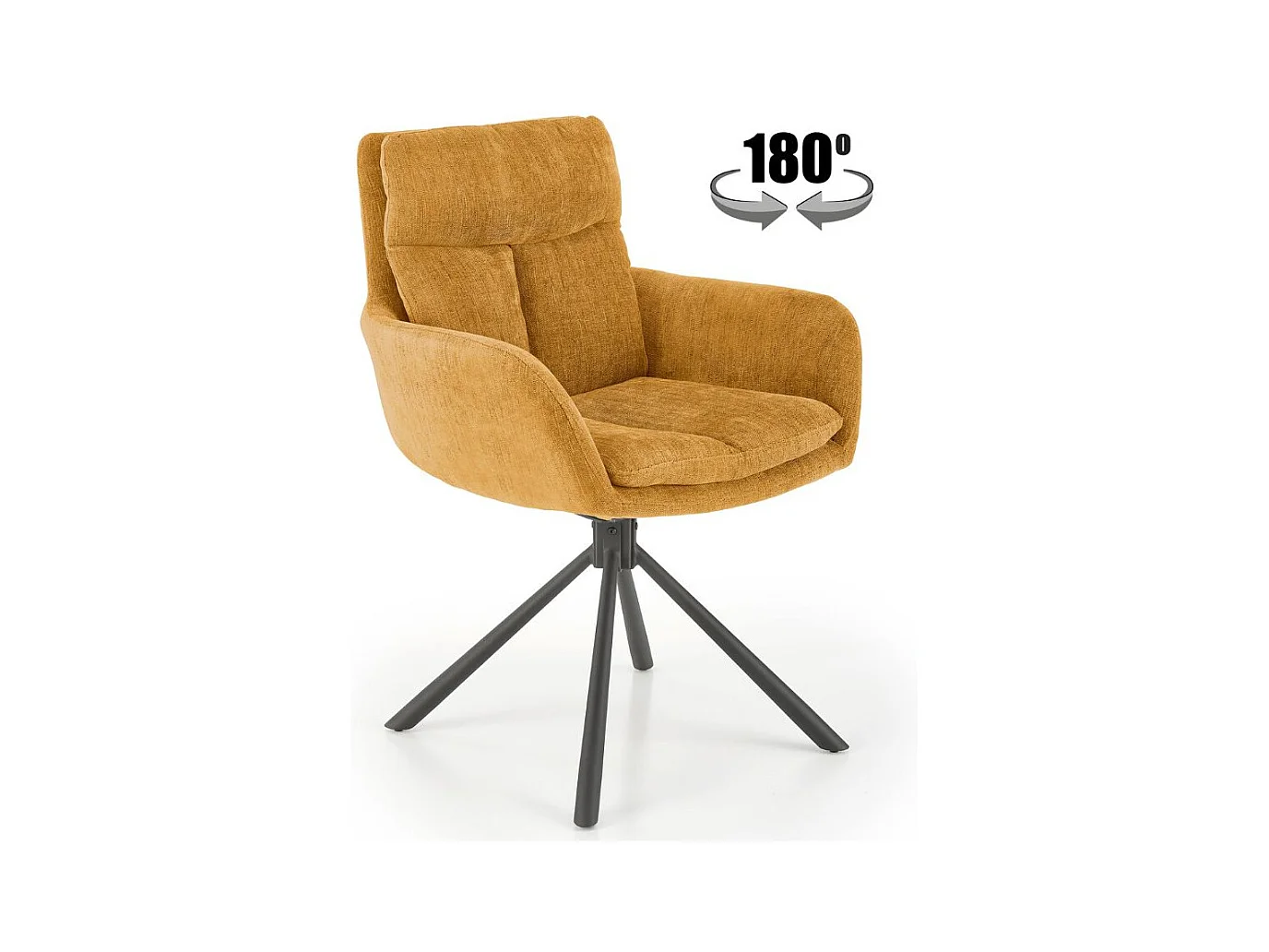 Chaise design confort et pivotante en tissu jaune Edge