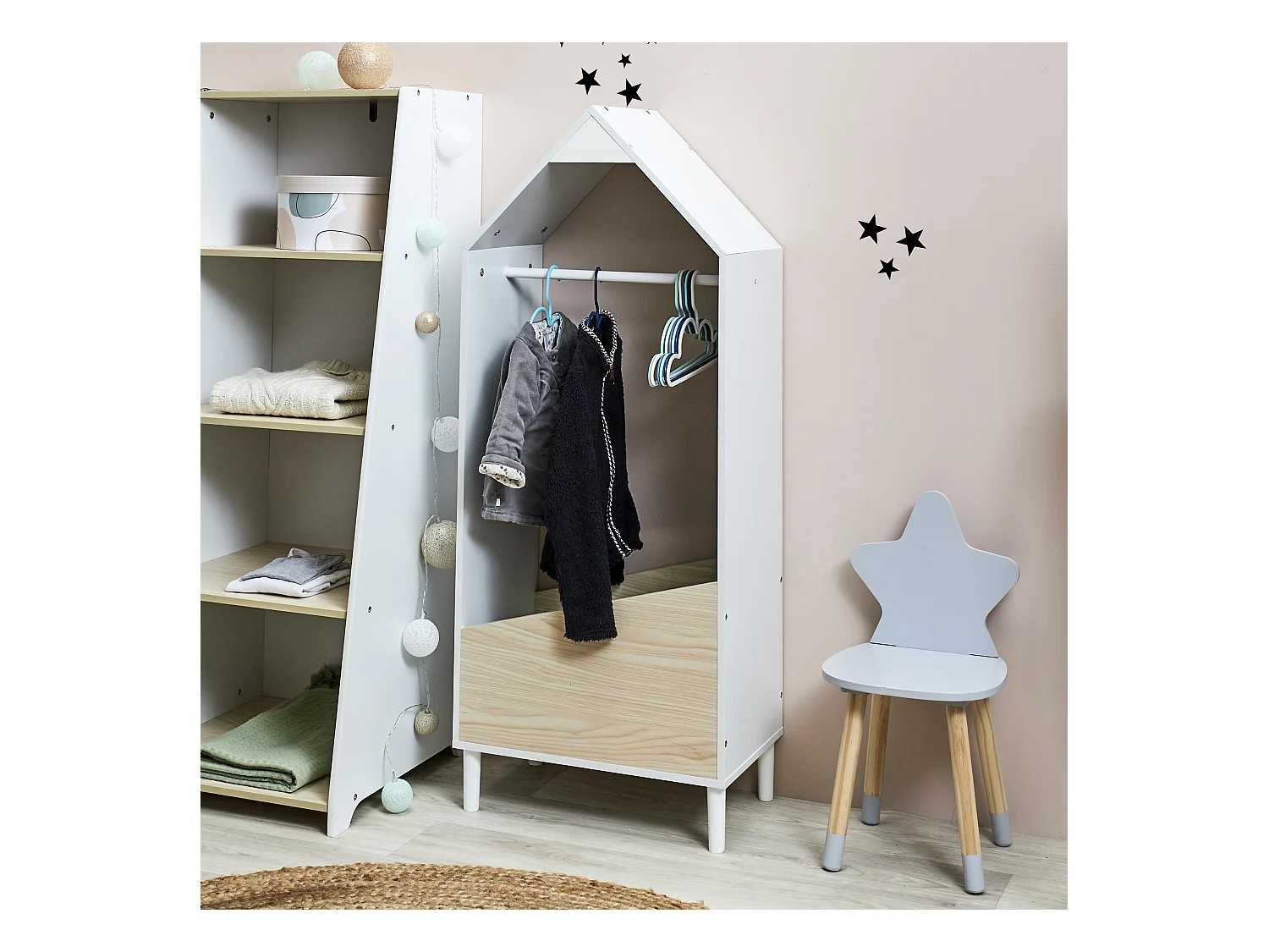 Penderie Enfant Beige, Blanc