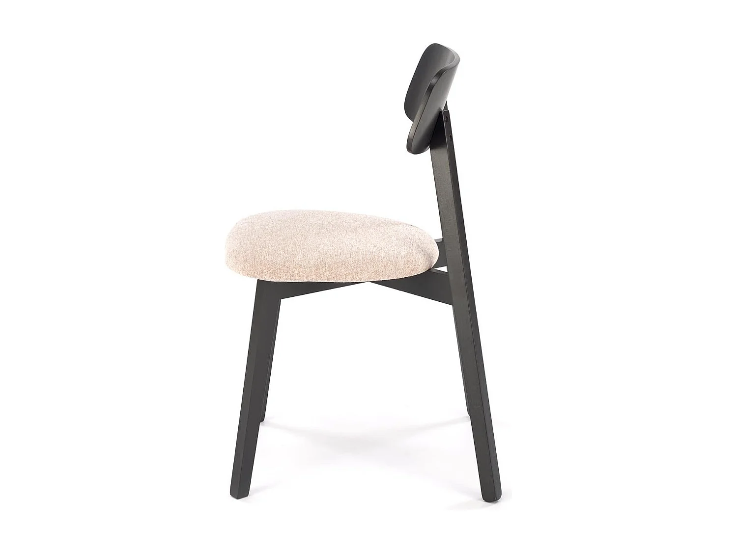 Chaise design avec structure vernie noire et assise en tissu beige Tagg