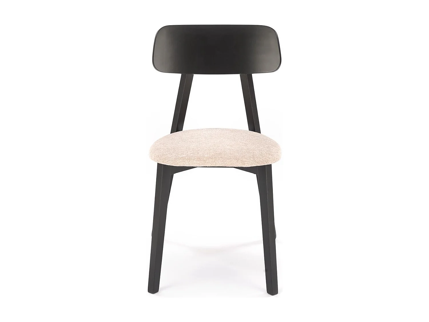 Chaise design avec structure vernie noire et assise en tissu beige Tagg
