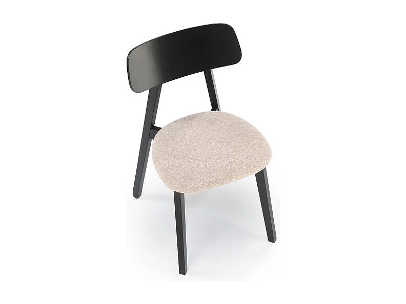 Chaise design avec structure vernie noire et assise en tissu beige Tagg