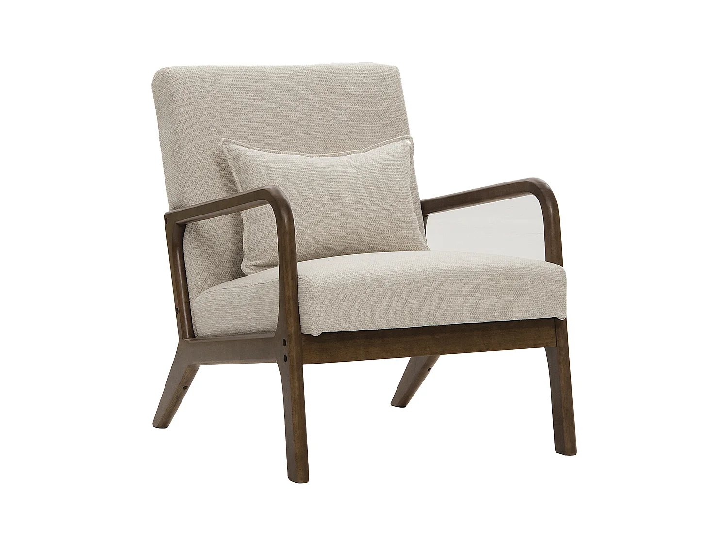 Butaca de 78x65x75 cm con estructura de madera y tela con cojín lumbar en beige Nicole