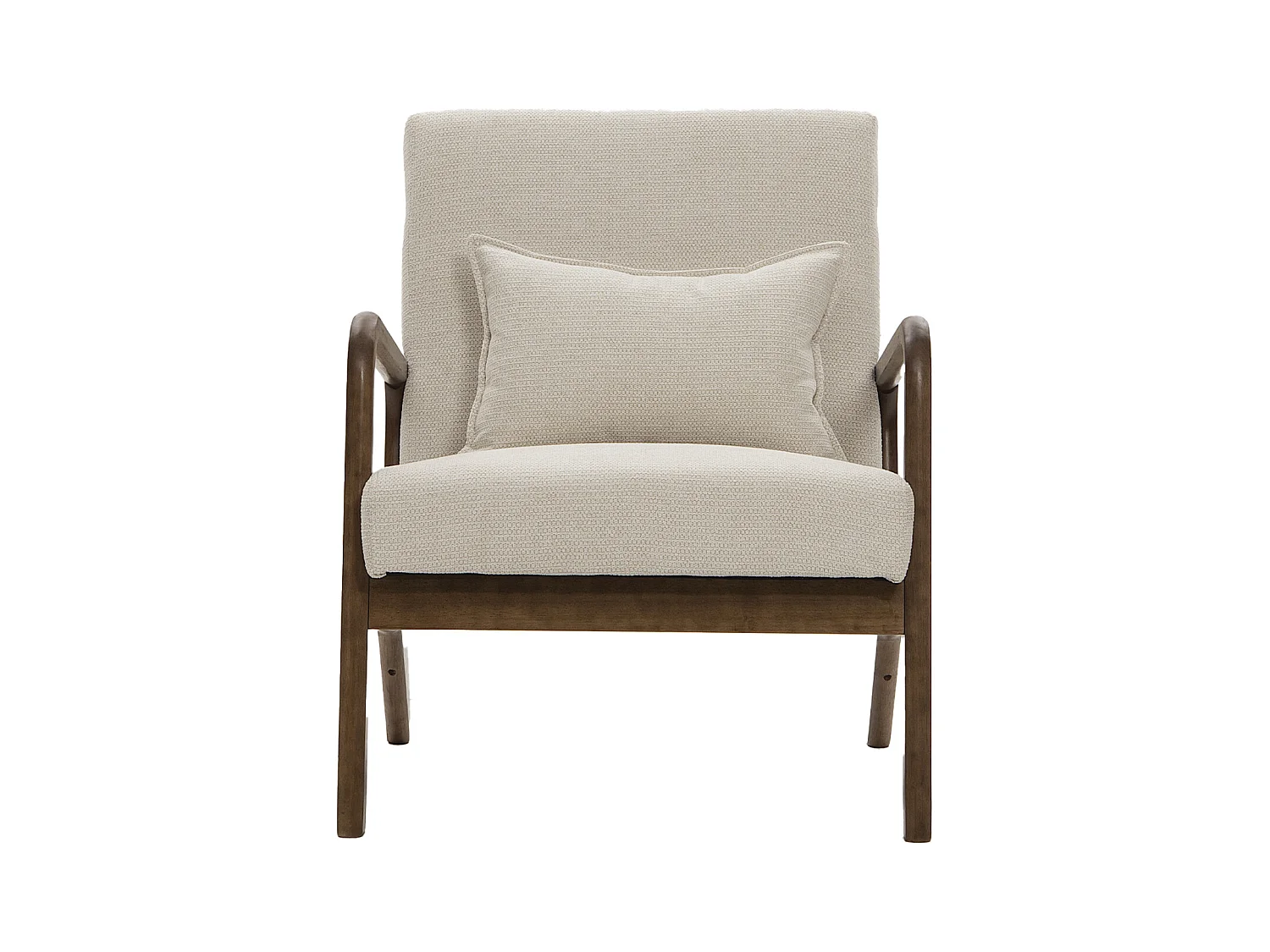 Butaca de 78x65x75 cm con estructura de madera y tela con cojín lumbar en beige Nicole