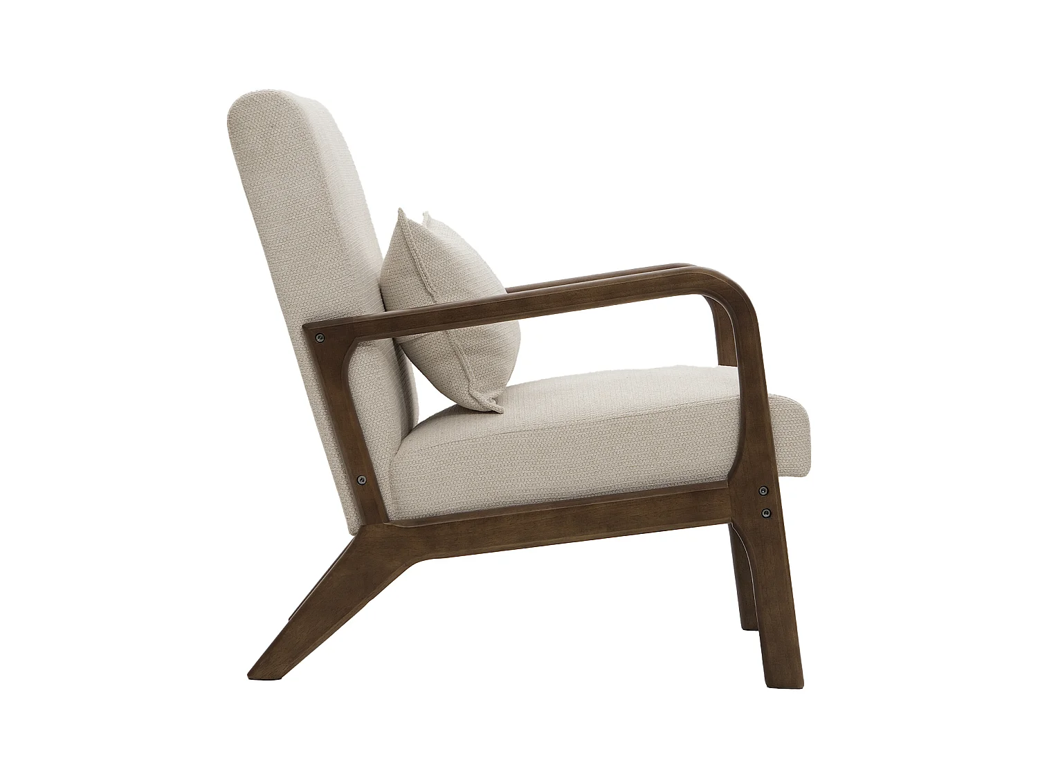 Butaca de 78x65x75 cm con estructura de madera y tela con cojín lumbar en beige Nicole