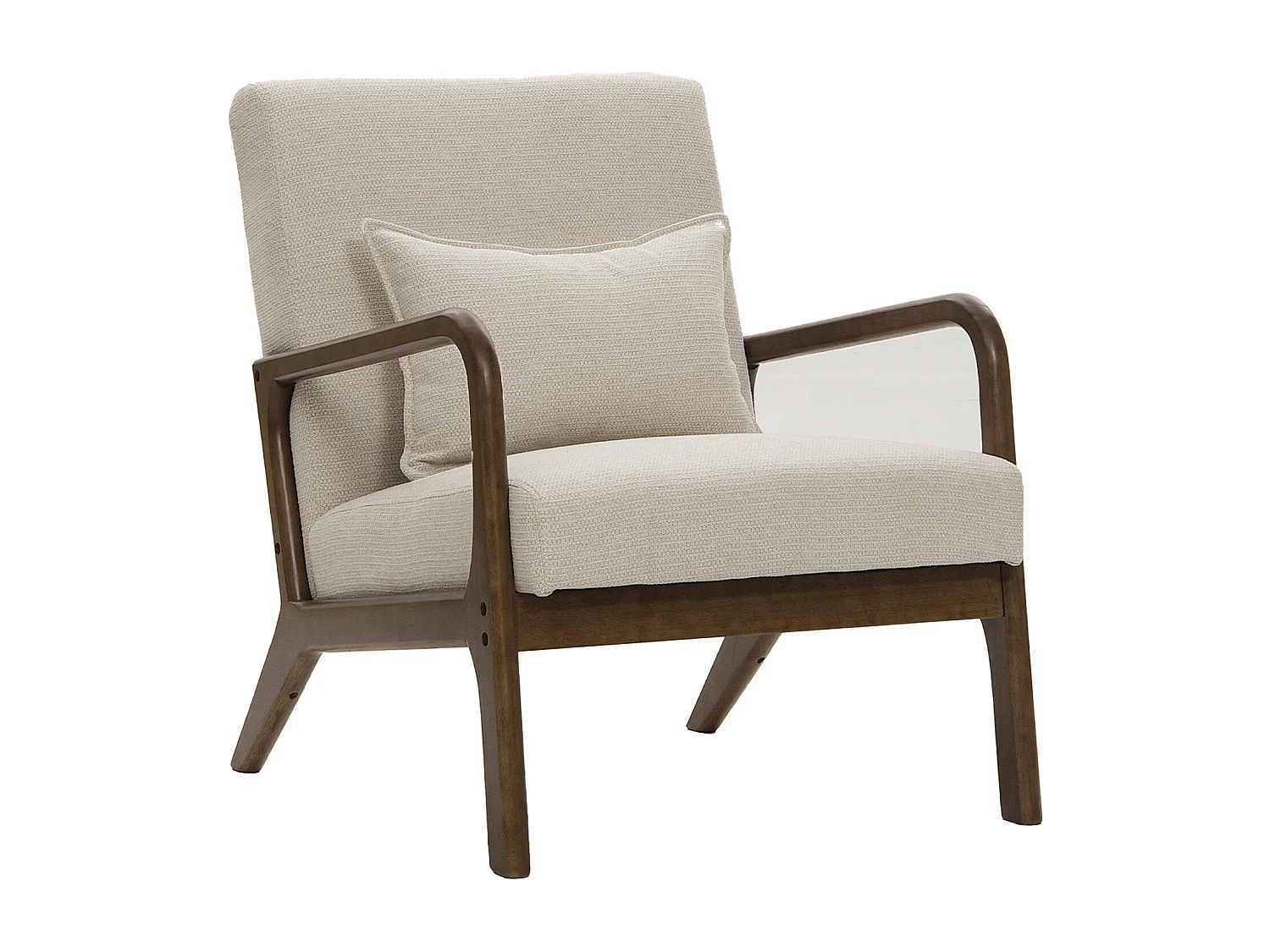 Butaca de 78x65x75 cm con estructura de madera y tela con cojín lumbar en beige Nicole