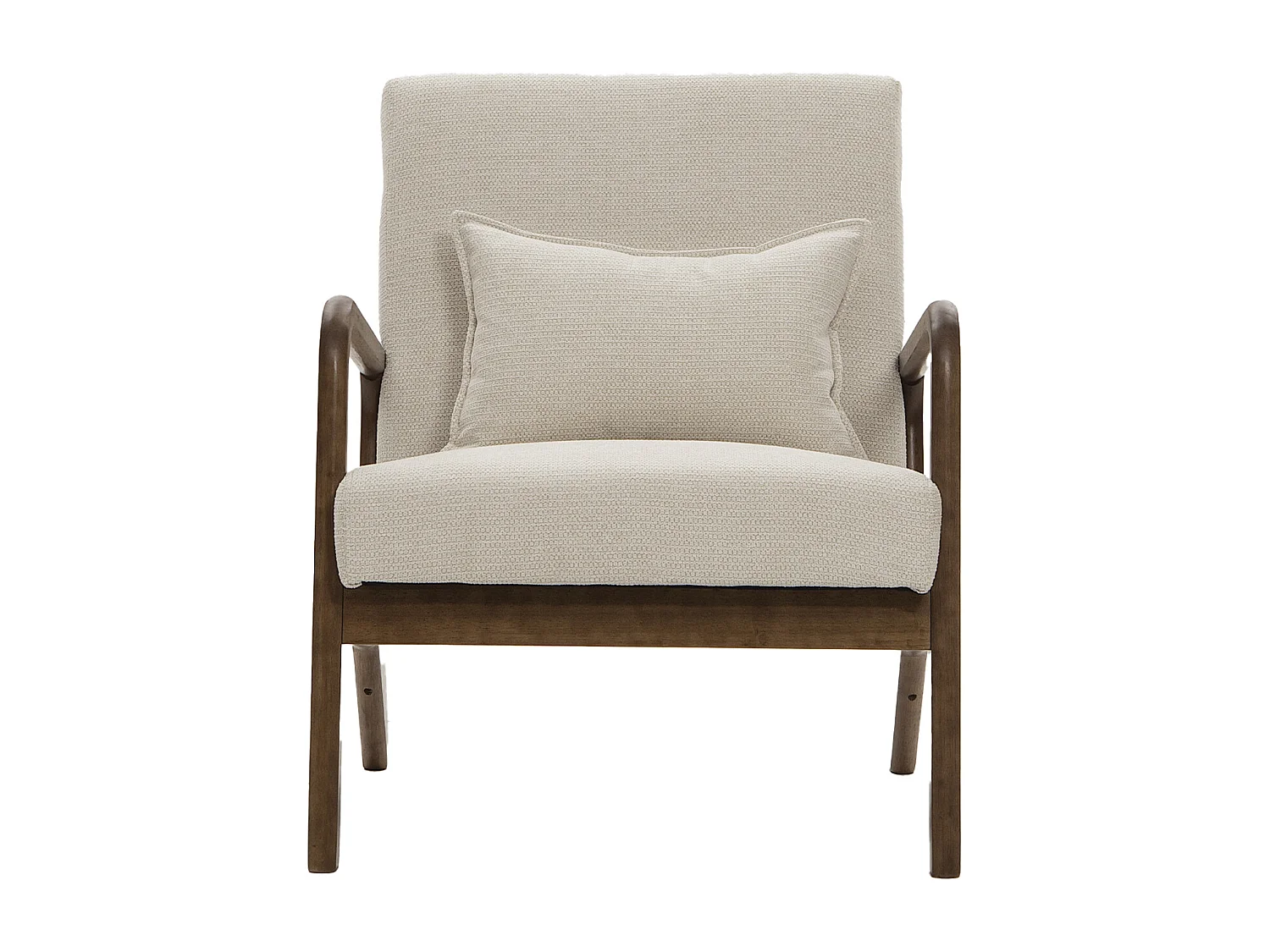 Butaca de 78x65x75 cm con estructura de madera y tela con cojín lumbar en beige Nicole