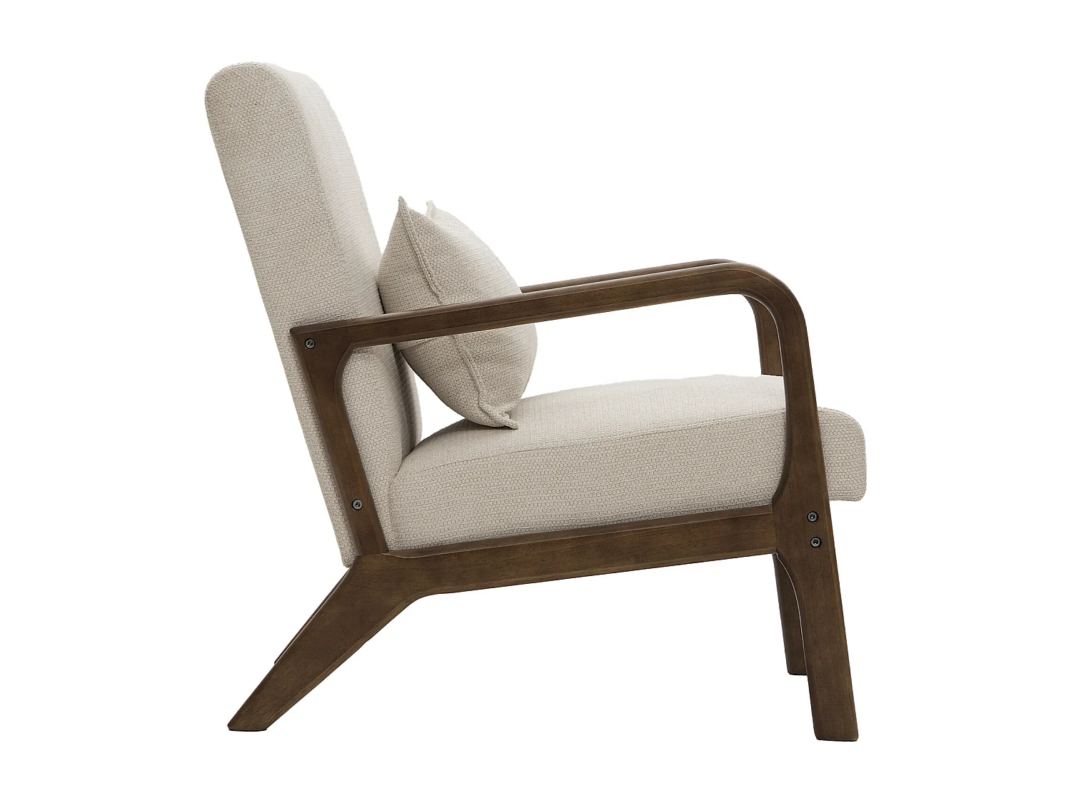 Butaca de 78x65x75 cm con estructura de madera y tela con cojín lumbar en beige Nicole