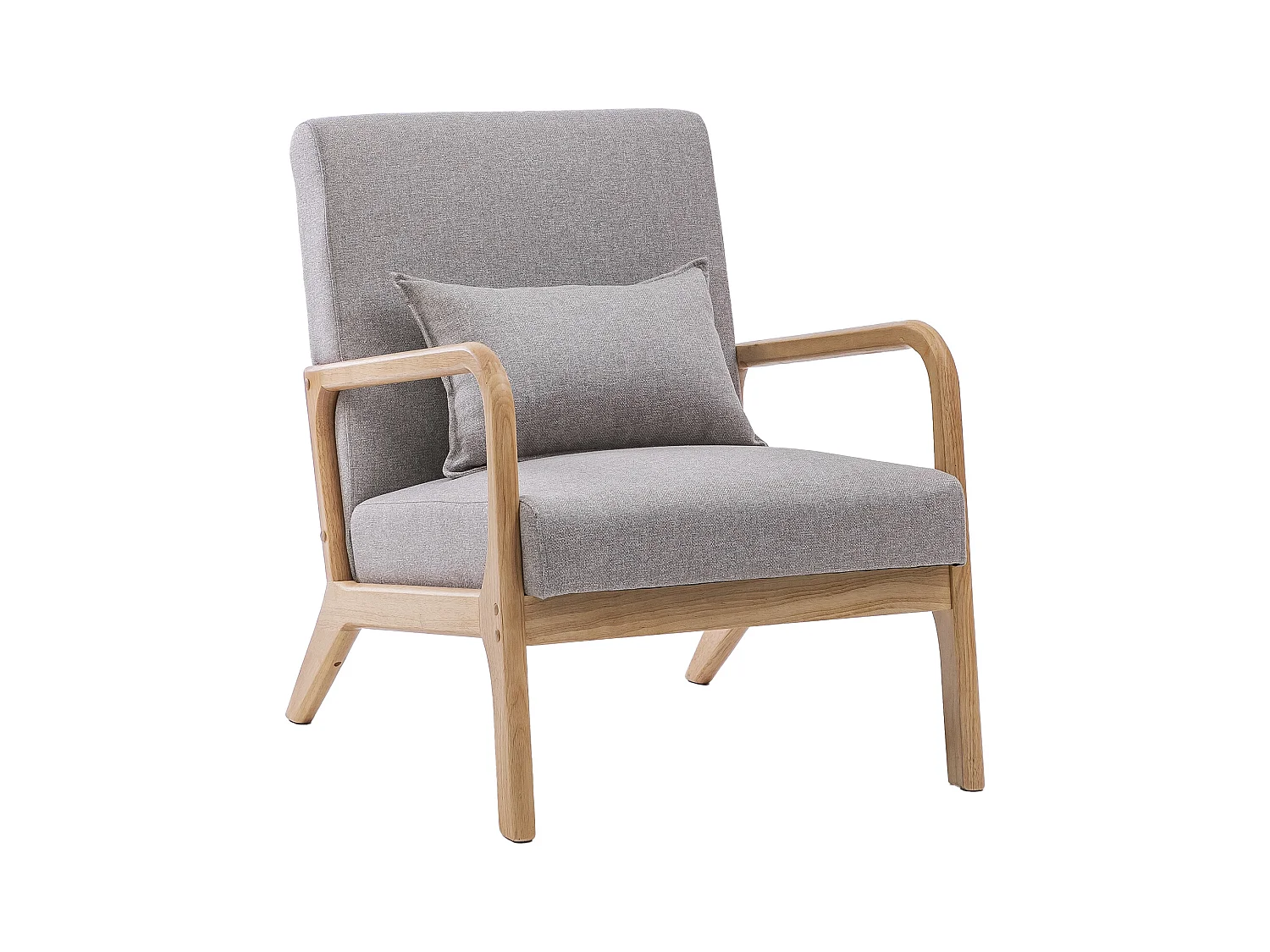 Butaca de 78x65x75 cm con estructura de madera y tela con cojín lumbar en gris Nicole