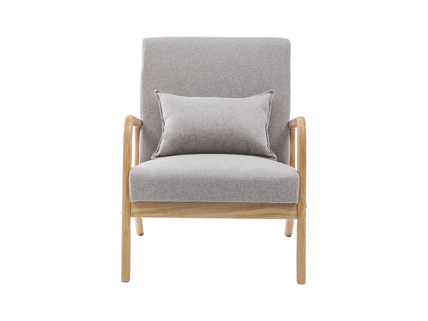 Butaca de 78x65x75 cm con estructura de madera y tela con cojín lumbar en gris Nicole