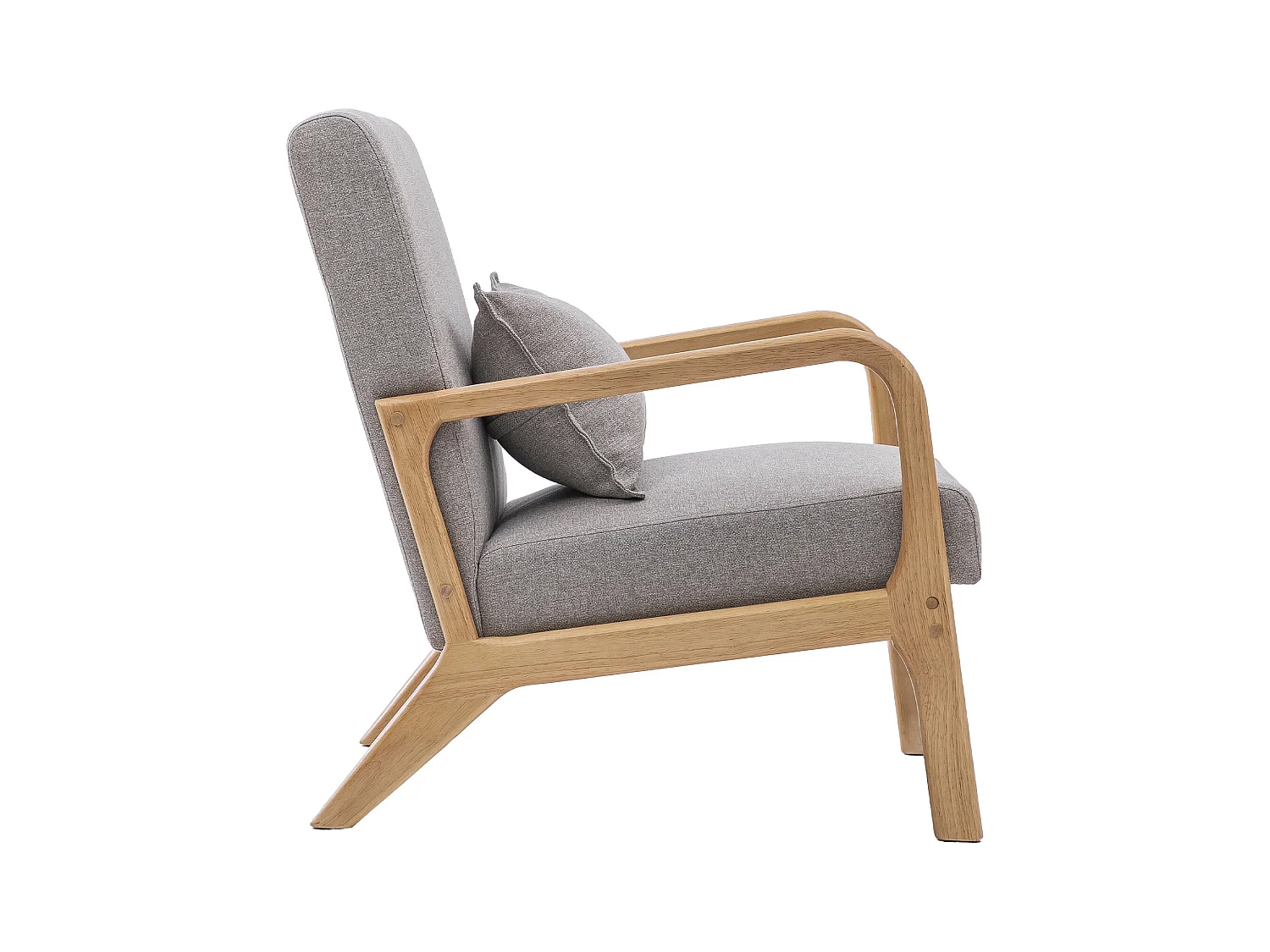 Butaca de 78x65x75 cm con estructura de madera y tela con cojín lumbar en gris Nicole