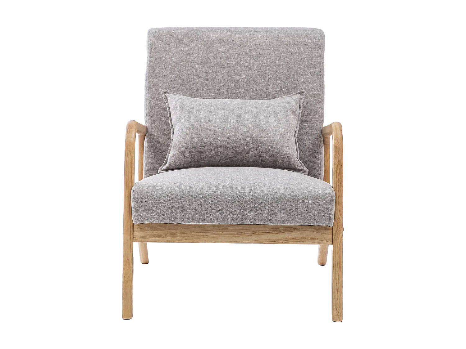 Butaca de 78x65x75 cm con estructura de madera y tela con cojín lumbar en gris Nicole