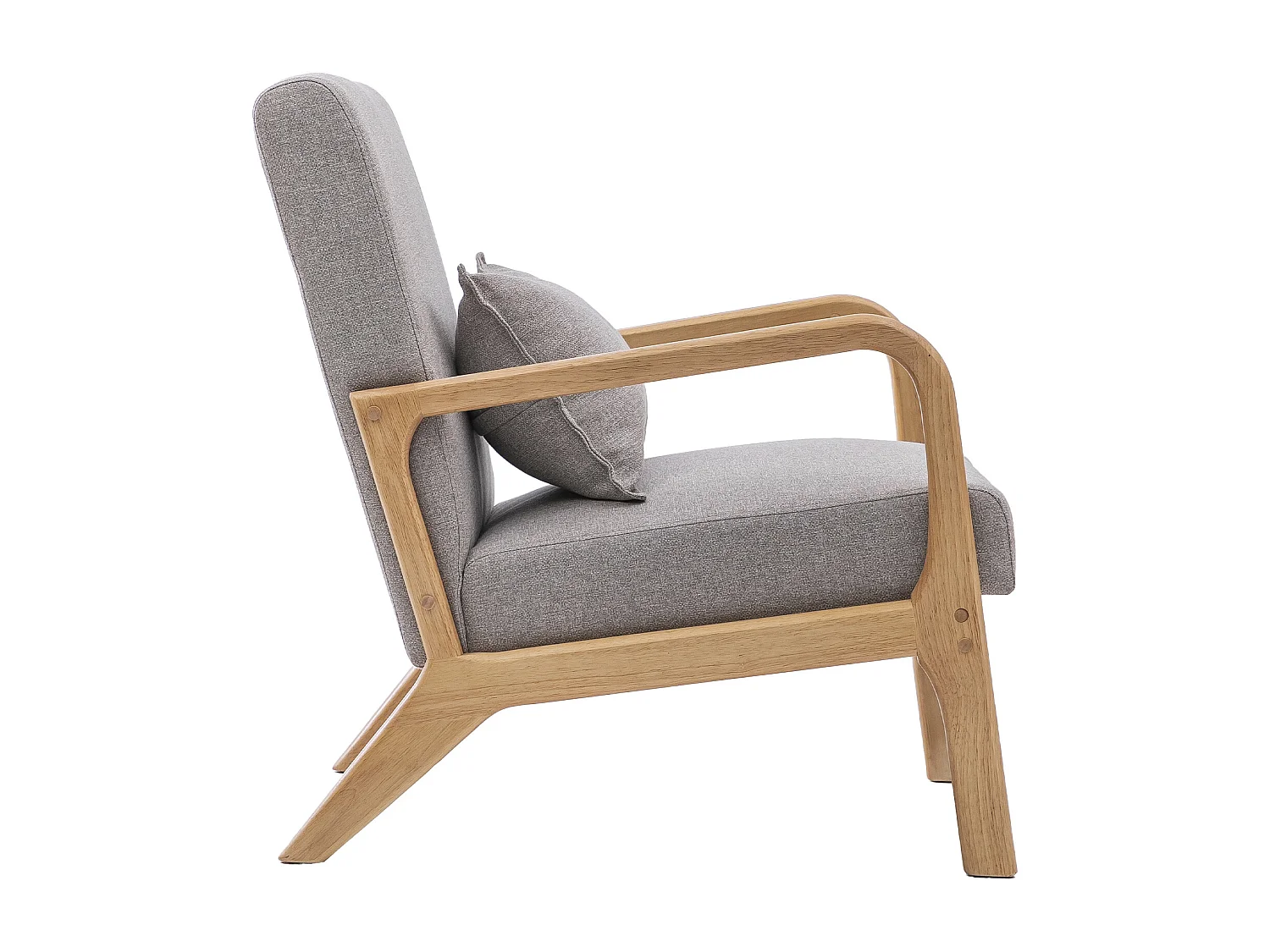 Butaca de 78x65x75 cm con estructura de madera y tela con cojín lumbar en gris Nicole