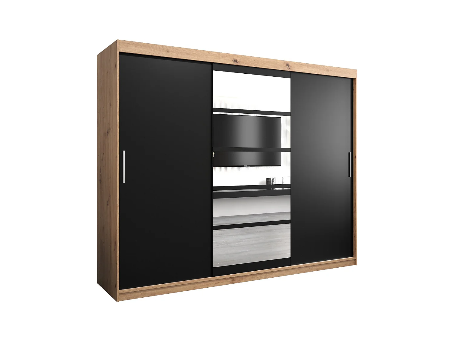 Schwebetürenschrank Roma 200/250/62 2-Türig (Artisan/Schwarz)