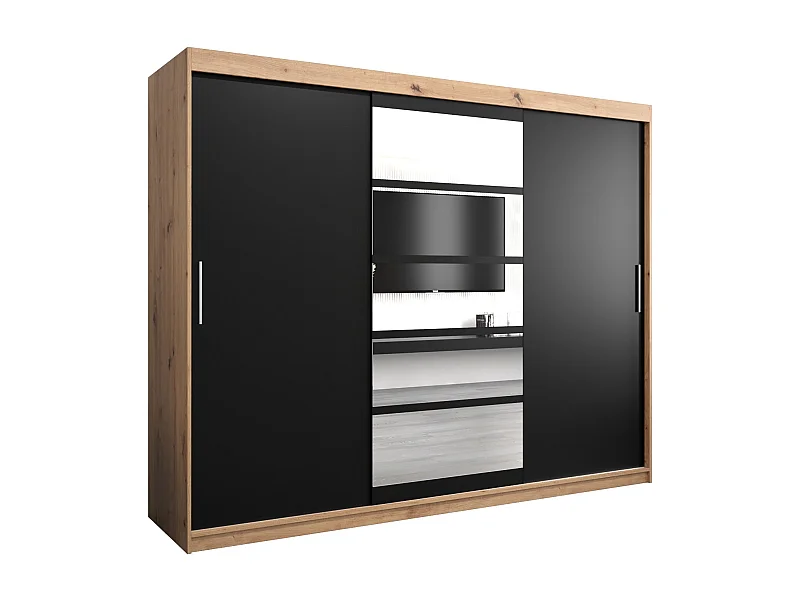 Roma 1 kledingkast met schuifdeuren 200/250/62 3 deuren (artisan/zwart)