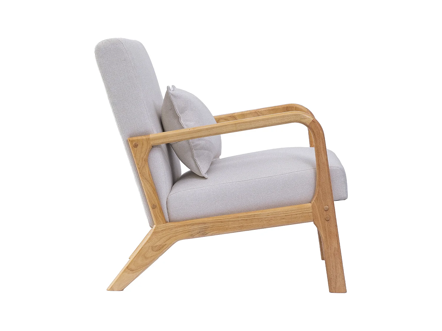 Butaca de 78x65x75 cm con estructura de madera y tela con cojín lumbar en crudo Nicole