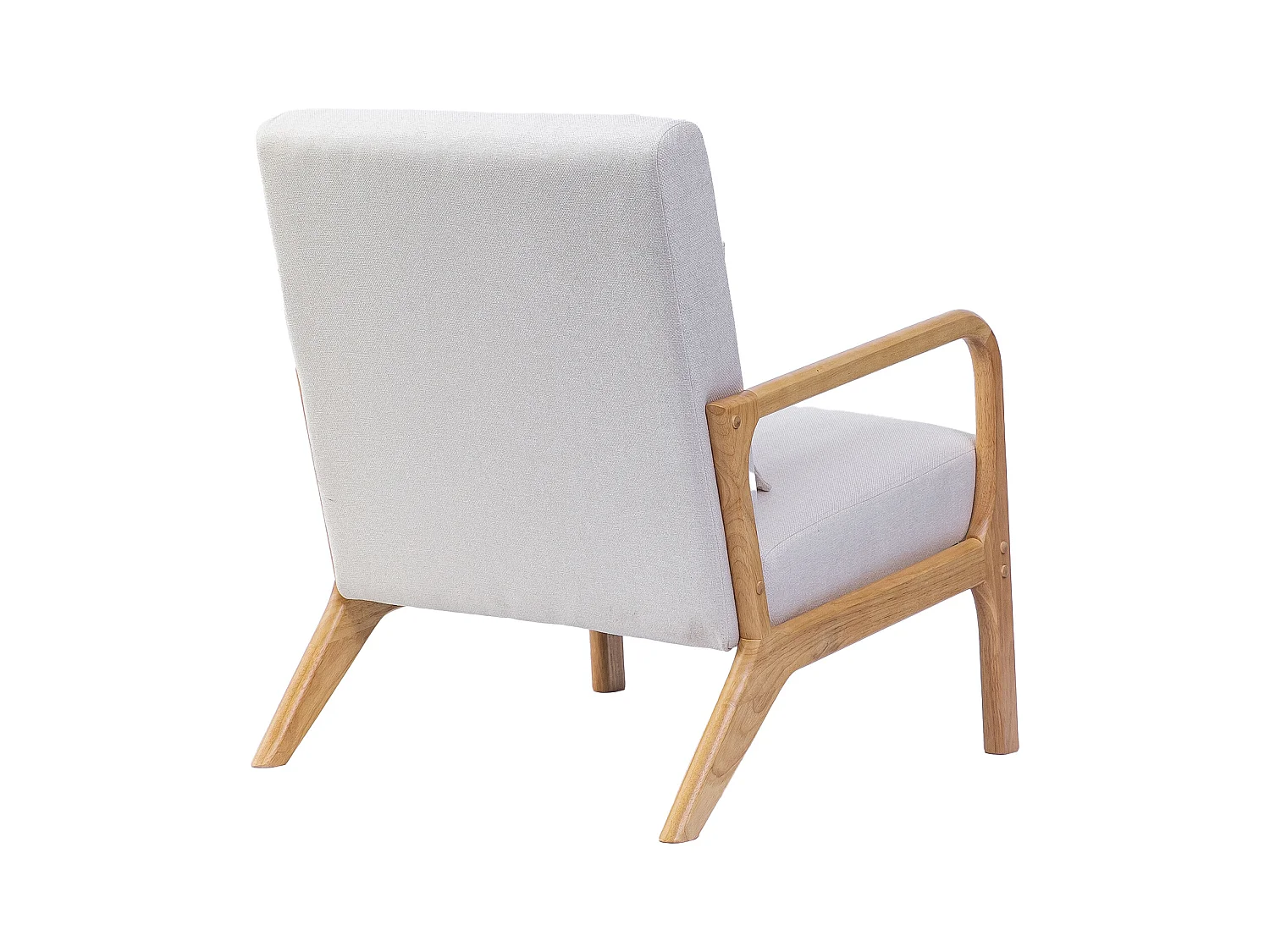 Butaca de 78x65x75 cm con estructura de madera y tela con cojín lumbar en crudo Nicole