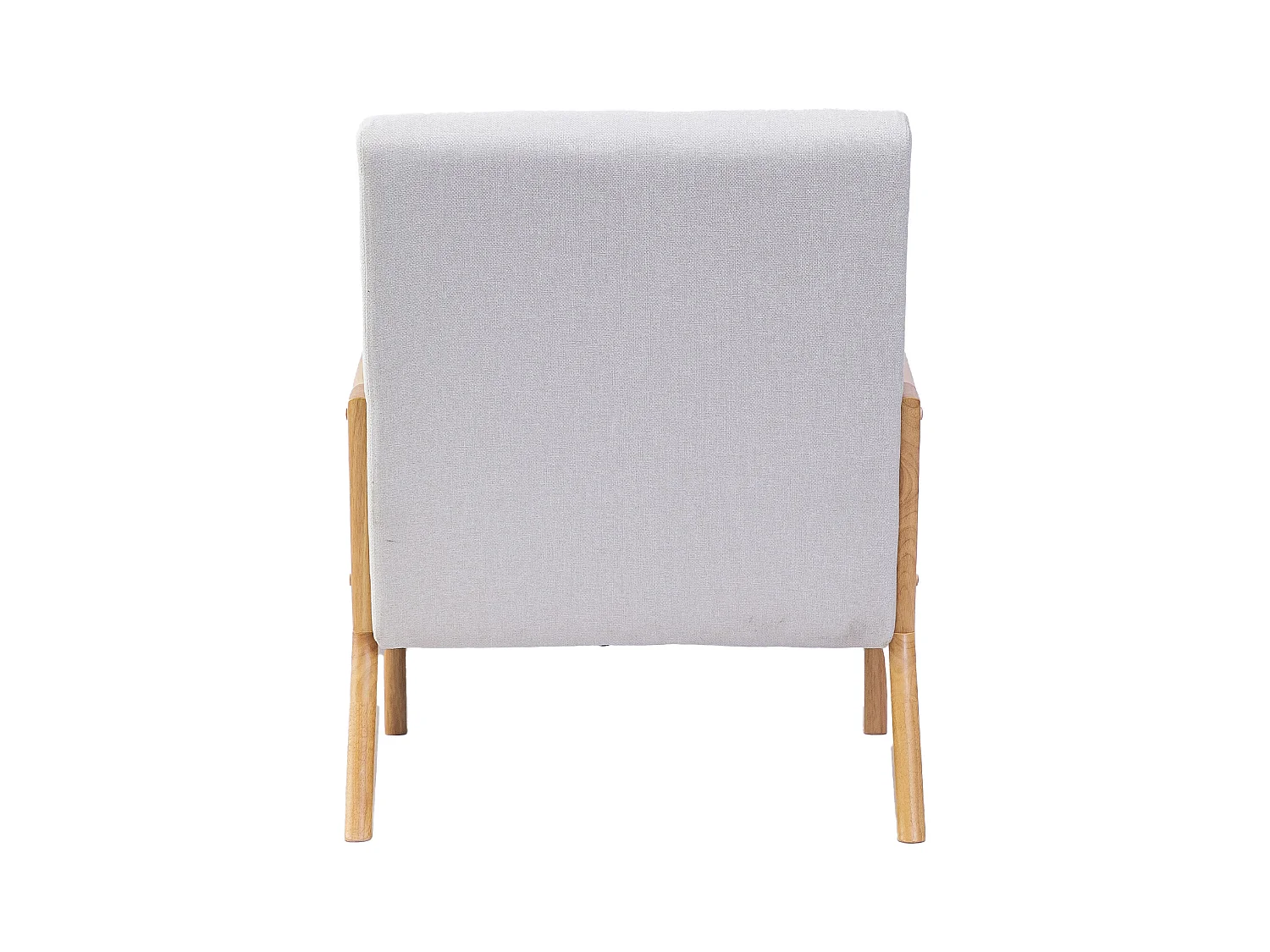 Butaca de 78x65x75 cm con estructura de madera y tela con cojín lumbar en crudo Nicole