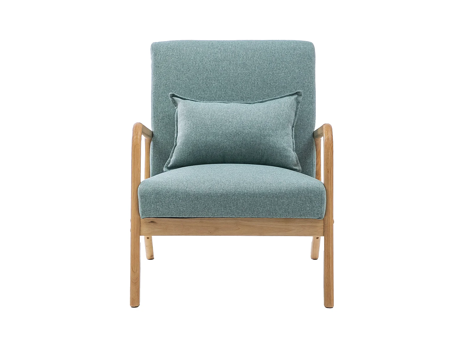 Butaca de 78x65x75 cm con estructura de madera y tela con cojín lumbar en verde Nicole