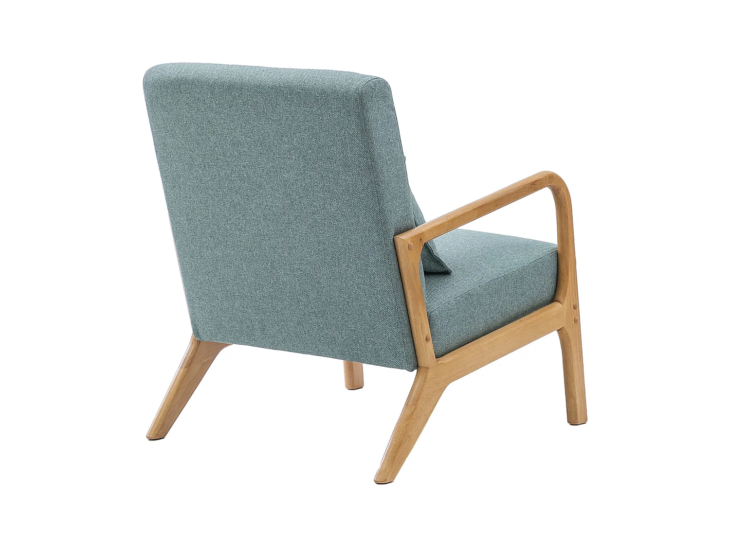 Butaca de 78x65x75 cm con estructura de madera y tela con cojín lumbar en verde Nicole