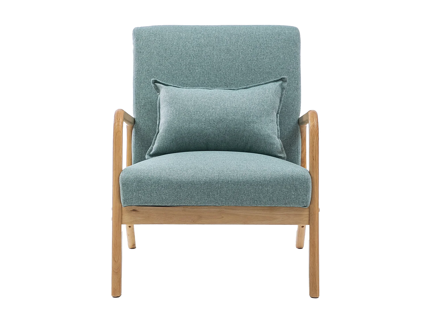 Butaca de 78x65x75 cm con estructura de madera y tela con cojín lumbar en verde Nicole