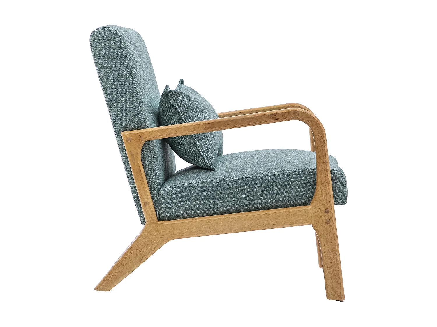 Butaca de 78x65x75 cm con estructura de madera y tela con cojín lumbar en verde Nicole